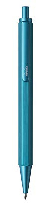 RHODIA 9386C - penna a sfera ricaricabile scRipt Corpo esagonale in alluminio spazzolato - TURCHESE - Punta a sfera a scomparsa ad alta precisione 0,7mm, inchiostro nero - Collezione scRipt