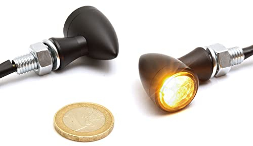 Dock66 Motorcycle Parts Micro Bullet LED Blinker schwarz, E-Zulasung für Motorrad Chopper Bobber Cruiser V2 H-D HD Custombike Zubehör
