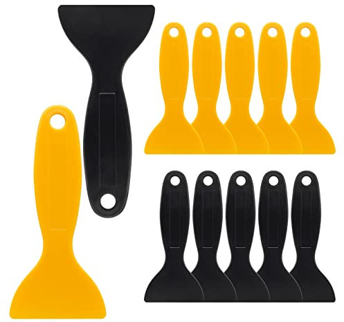 Cionyce Cuchillo de masilla de plástico para papel pintado, espátula de plástico para papel pintado, color negro y amarillo