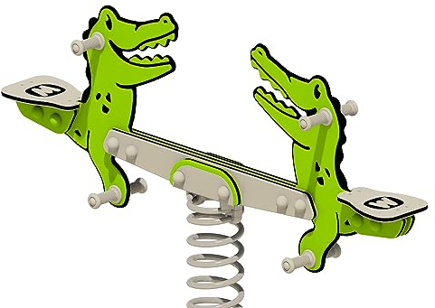 WICKEY PRO Federwippe Krokodil Tailey grün - Federtier Spielplatzgerät - inklusive Bodenplatte - Spielplatz Wippe für Kinder - für öffentliche Spielplätze und Schulen