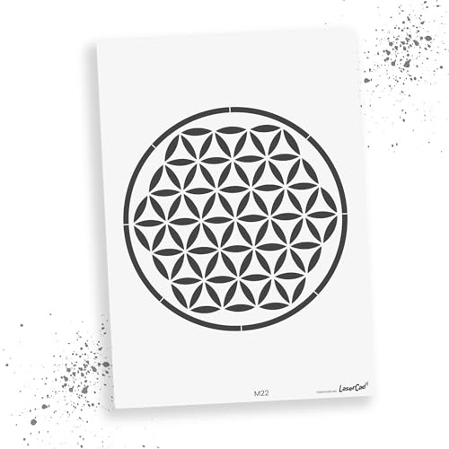 LaserCad Plantillas Flor de la Vida (M22, Flor de la Vida, DIN A2), para grafiti, aerógrafo, arte, decoración, pintura