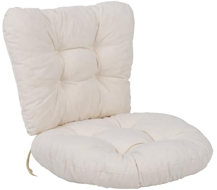 PATIO Rattansessel Auflage 55 cm Marocco 2 teilig Sitzkissen mit Rückenlehne gesteppt Schnüren Innen & Außen Stuhlauflage beige