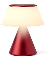 Lexon LUMA S Berührungsempfindliche Nachttischlampe, Kabelloses Nachtlicht mit Dimmfunktion und Mehrlampen-Synchronisierung, 9 LED-Farben, Wiederaufladbar, Aluminiumgehäuse - Dunkelrot
