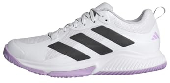 adidas Women's Court Team Bounce 2.0 Shoes, Cloud White/Core Black/Powder Plum, 12.5 UK