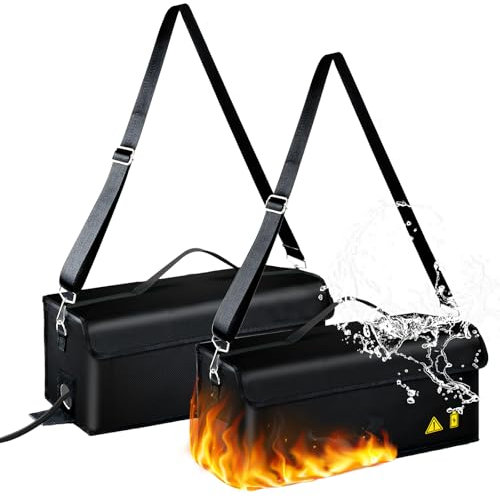 Mapille 2 Stück Ebike Akku Tasche Schwarz, Feuerfest bis 1400 °C, Akku Tasche Wasserdicht Explosionssicher, Ebike akku schutzhülle Großraum für Lagerung Transport, 49 x 15 x 15cm