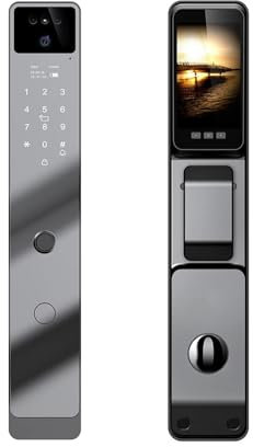 DIGNIFE Maniglia della porta intelligente, App Smart Lock Blocco antifurto for uso domestico Blocco delle impronte digitali con fotocamera Blocco password Blocco porta grande(Y17 24260 S-R)