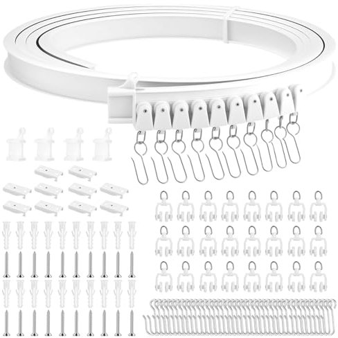 kebitedamai 3 Meter/9.8 FT Flexible Curtain Rail Tracks, Bendable Flexible Ceiling Curtain Track Spares for Room Divider Curtains RV Oval Shower Bay Window Tracks and Fittings(White)