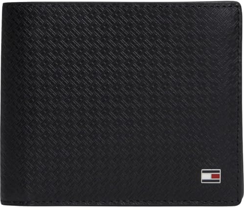 Tommy Hilfiger Portefeuille Homme Emboss et Pièce en Cuir Noir (Noir), Taille Unique