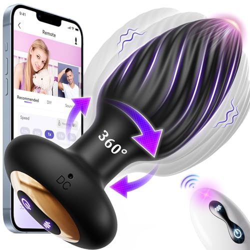 Controllo AI Plug Anale-dilatatore Donna Sexytoysys Coppia, Vibratore Dildo Anale Toys Sessuali per Donna con 7 Rotazione e 7 Vibrazione, Anal Plug Anali Analesex Toy, Palline Anali Sexytoysys Uomo