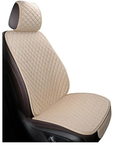 CAIDIS Fundas de Asientos Coche Funda Universal Lino para Asiento Coche Cojín Delantero Y Trasero Cómoda Y Transpirable Protector para Las Cuatro Estaciones(Beige)
