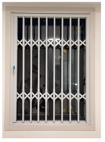 MXLDZHLW Recinzioni, Recinziantifurto Della Finestra Bianca, Barre Di Sicurezza Della Finestra Scorrevole Pieghevole in Alluminio Bianco con Serratura Chiave,R Camera da Letto/Seminterrato/Capanno