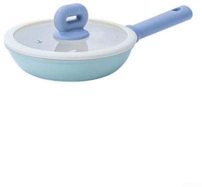 Poêle à frire en fer forgé et sans revêtement, convient pour la friture et la friture, 20 cm, 24 cm, 26 cm (B + couvercle)