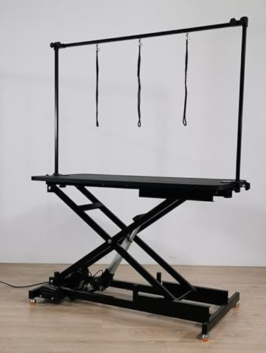 Topmast Tavolo da toelettatura elettrico Eccellente 120 x 60 cm Nero Piano del tavolo - Doppio Trim Zincato