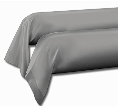 2 Stück Nackenrollenbezüge aus 100% Baumwolle, weich, atmungsaktiv und waschbar, dicht gewebt, hellgrau, Größe 85x185 cm, Oeko-TEX Zertifiziert
