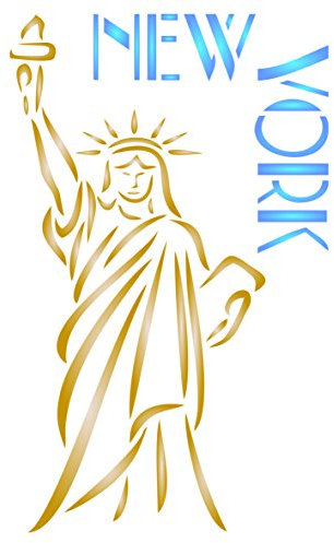New York Schablone – 14 x 23 cm (M) – wiederverwendbare amerikanische Freiheitsstatue City Thema Skyline Wandschablone Vorlage