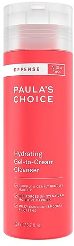 Paula’s Choice DEFENSE Gel to Cream Cleanser - Face Cleanser Gently Removes Makeup - for Soft & Clean Skin - with Amino & Lauric Acid - All Skin Types - 198 ml