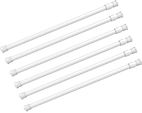 6 Pack Spring Tension Curtain Rod Adjustable Length for Kitchen, Bathroom, Cupboard, Wardrobe, Window, Bookshelf DIY Projects
