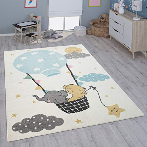 Paco Home Tappeto per bambini cameretta bambine bambini diversi motivi e dimensioni, Dimensione:80x150 cm, Colore:Crema