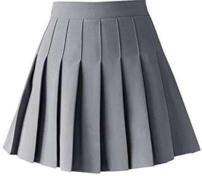 TONCHENGSD Women's High Waist Pleated Mini Skirt Skater Tennis Skirt, Grey, L