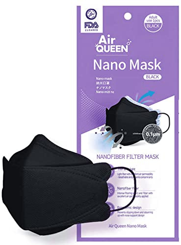 AIRQUEEN 3-Layer Nano-Filter Face Mask for Adults, Black 20 Pack, Lightweight and Breathable Face Mask, Reusable Face Mask
