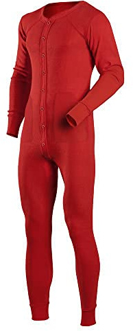 Pyjamas à Manches Longues pour Hommes Combinaison de Nuit avec Boutons Pyjama Une pièce Color Rouge Size L