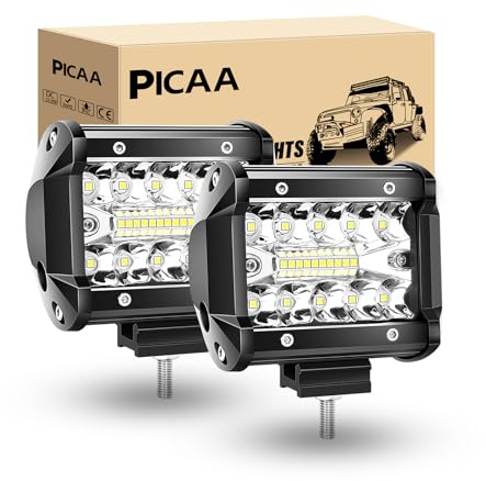 PICAA Arbeitsscheinwerfer 2X4 Zoll 60W Drei Reihen LED Lichtbalken 12V 24V 6000K Zusatzscheinwerfer Bar Spot Flutlicht Kombination für SUV Offroad ATV UTV Traktor 4x4