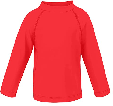 TIZAX T-Shirt de Bain Anti-UV pour Garçon Maillot de Bain à Manche Longue Enfants Rashguard pour Surf Natation Plongée Plage Rouge 6 Ans