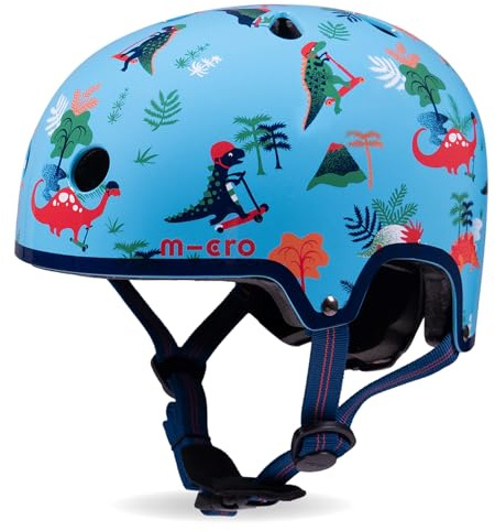 Micro Scooters | Bike/Scooter Printed Deluxe Children's Helmet | Cycling Accessories | Adjustable Headwear | Boys & Girls | 55-58cm | Dino