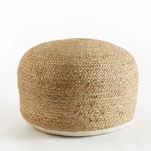 Urban Lifestyle Circular Natural Jute Braided Pouf Ottoman and Footrest, 18x18x10H