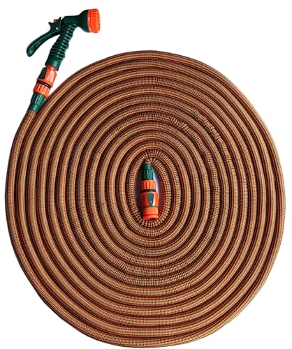 Mivos Flexibler Wasserschlauch bis zu 50m Länge - Für 1/2 und 3/4 Zoll Hähne - Leichter und Knickfreier Garten-Schlauch für Bewässerung und Reinigung - Erweiterbarer Schlauch mit Gartenbrause