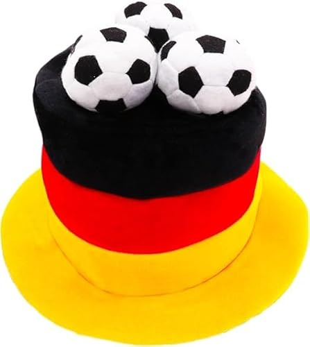 Toyland® Germany Flag Football Fan Top Hat With 3D Footballs - World Cup, Euros Fancy Dress Themed Parties & Celebrations - 10 Countries To Choose