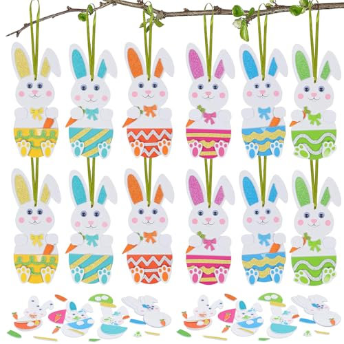 MaibaoteMbt Artigianato Pasquale per Bambini, 12 Pezzi Decorazione Pasqua Fai da Te Coniglietto, Lavoretti Creativi per Pasqua, Artigianale in Schiuma di Pasqua, per Decorazioni Festa di Pasqua