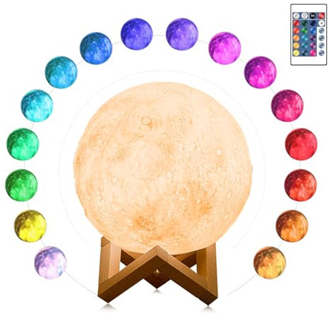 Oskuglin Mondlampe zum Selbstbemalen für Kinder - Bastelset mit Pinsel & 16 Farben-LED - 3D Nachtlicht mit RGB-Farbwechsel - Kreativset für Jungen & Mädchen ab 6-12 Jahre (white)