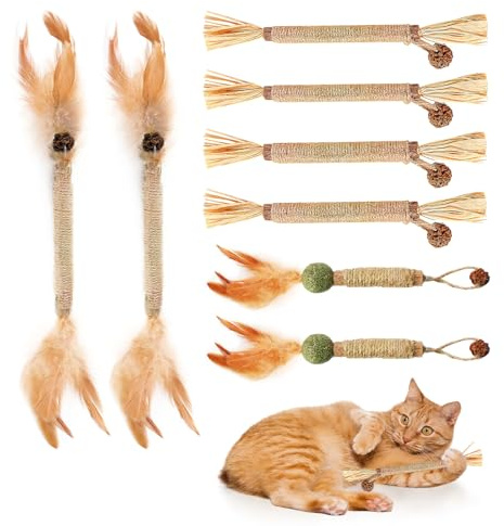 CJMUQHEHH 8 Unidades de Palitos de Hierba Gatera para Gatos, Juguete Natural de Cuidado Dental para Limpiar los Dientes, Palillos para Masticar