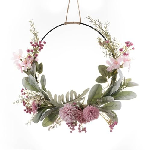 Türkranz Kranz Deko, 41cm Türkranz Frühling,Künstliche Blumen Orchidee Kranz,41cm Türkranz Frühling, Türkranz Ganzjährig Außen,Türdeko Haustür, für Hochzeit Wohnzimmer Hochzeit