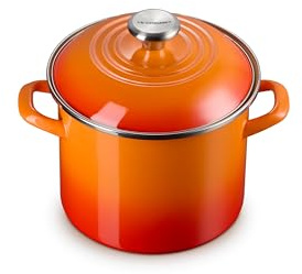 Le Creuset Enamel on Steel Traditional Stockpot, 6 qt., Flame with Stainless Steel Knob