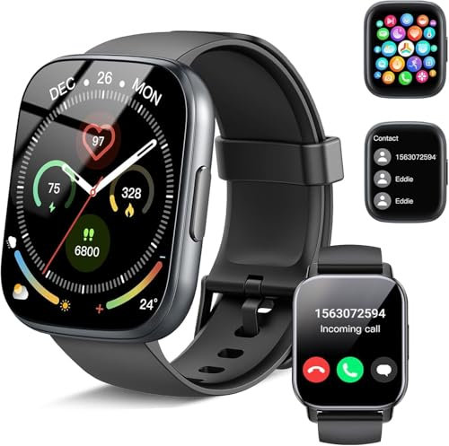Smartwatch Herren Damen mit Bluetooth Anrufe, 1.95 HD Fitnessuhr mit Pulsuhr/Schlafmonitor, Smart Watch 112+ Sportmodi, Fitness Tracker mit Schrittzähler, IP68 Wasserdicht Sportuhr für Android iOS