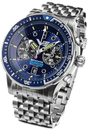 Vostok Europe 511A772-B Batiscafos herrkronograf med länkband i rostfritt stål