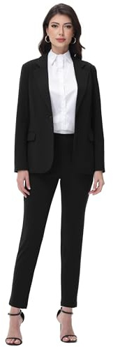 Gowjog Tailleur Femme 2 Pièces Blazer Ensemble Pantalon | Formel, Coupe Ajustée, Élégant, Tenue pour le Bureau