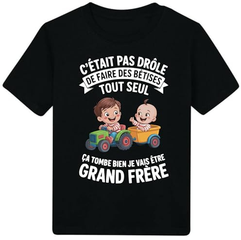 [21-2] Enfant Futur Grand frère/Bêtises/Idée Cadeau Annonce Grossesse Papa Grands Parents Mamie Tonton Super Hero (FR/ES, Âge, 2 Ans, Taille Normale, Noir)