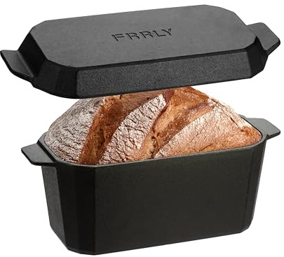 FRRLY Cast Iron Bread Loaf Pan with Lid,Bread Baking Pan,Cast Iron Dutch Oven for Sourdough,10 x 5 Inch Pre-seasoned Even Heat Distribution Baking Pan for Homemade Bread