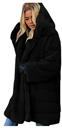 Veste Polaire Femme Chaude avec Capuche Manteau Fausse Fourrure Teddy Manteau en Fausse Fourrure pour Femmes Mi-Longue en Fausse Manteau d'hiver Manteaux et Blousons Femme Hiver Chaude en Peluche