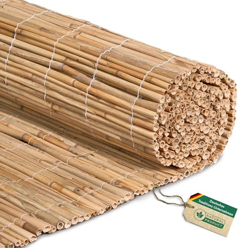 Hiss Reet® Schilf Sichtschutz, Schilfrohrmatte Deluxe I Schilfmatte als Perfekter Windschutz für Balkon, Zaun & Garten I 100x500 cm