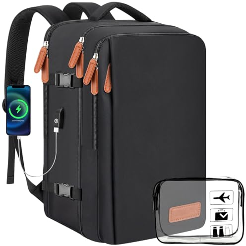 ASENTER Easyjet Cabin Bag 45x36x20 Underseat, 30L Travel Backpack Carry On for Airplane, Flight Approved Waterproof Hand Luggage Rucksack with Laptop Compartment for Women Men, Black