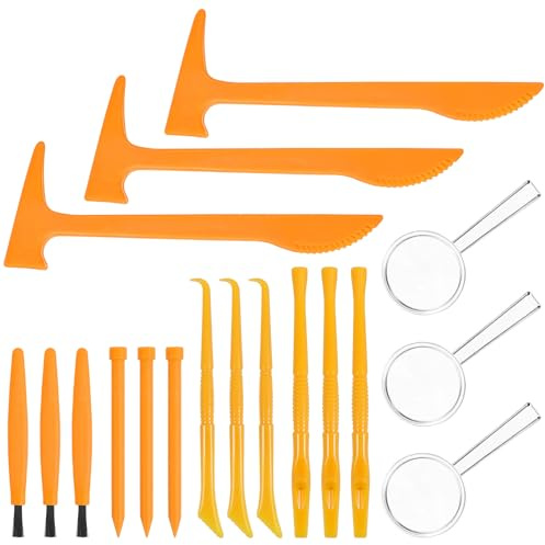 Angoily 3 Sets Kids Digging Tool Toy Set Plastic Hammer Brush Chisel Excavation Tool Kit Educational Pretend Play Dinosaur Eggs Dig Kit for Gemstones and Fossil Discovery Toddler Toy for Ages 3-8