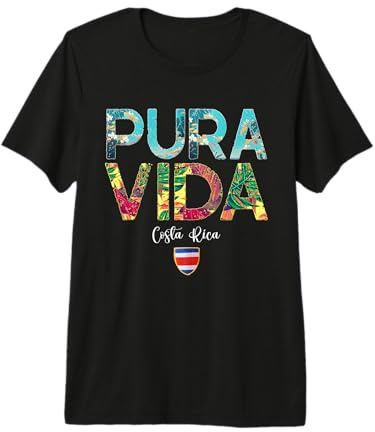 Pura Vida Costa Rica con Bandiera Costa Rica Colori Pura Vida Maglietta Premium