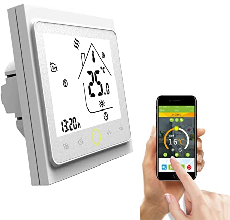 Qiumi Smart WiFi Thermostat Programmierbarer Wasserthermostat LCD Display Temperaturregler Funktioniert mit Alexa Google Home 5A 95~240V