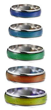 Caiyao 6mm Color Change Ring Mood Emotion Temperature Color Changing Index Copper Funny Ring for Women Men-5pcs size5-9