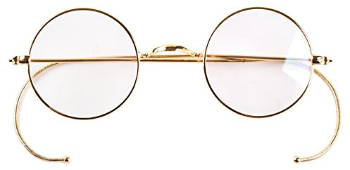 Agstum Retro Small Round Optical Rare Wire Rim Eyeglasses Frame Clear Lens (Gold, 44)