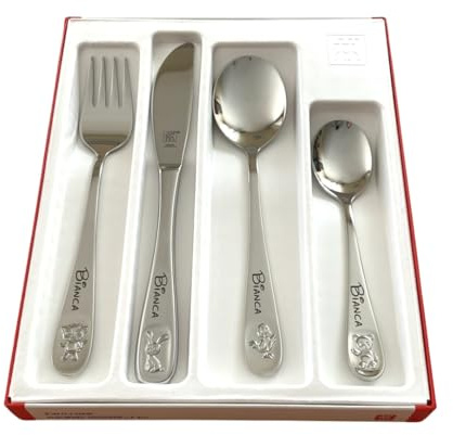 Regalo Grabado - Personalized Children's Cutlery | 3+ Years | 18/10 Stainless Steel | Permanent Engraving with Name and Date | Gift for Christening, Birthday | (Bino)